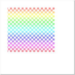 White checkered Rainbow Ombre Posters and Art